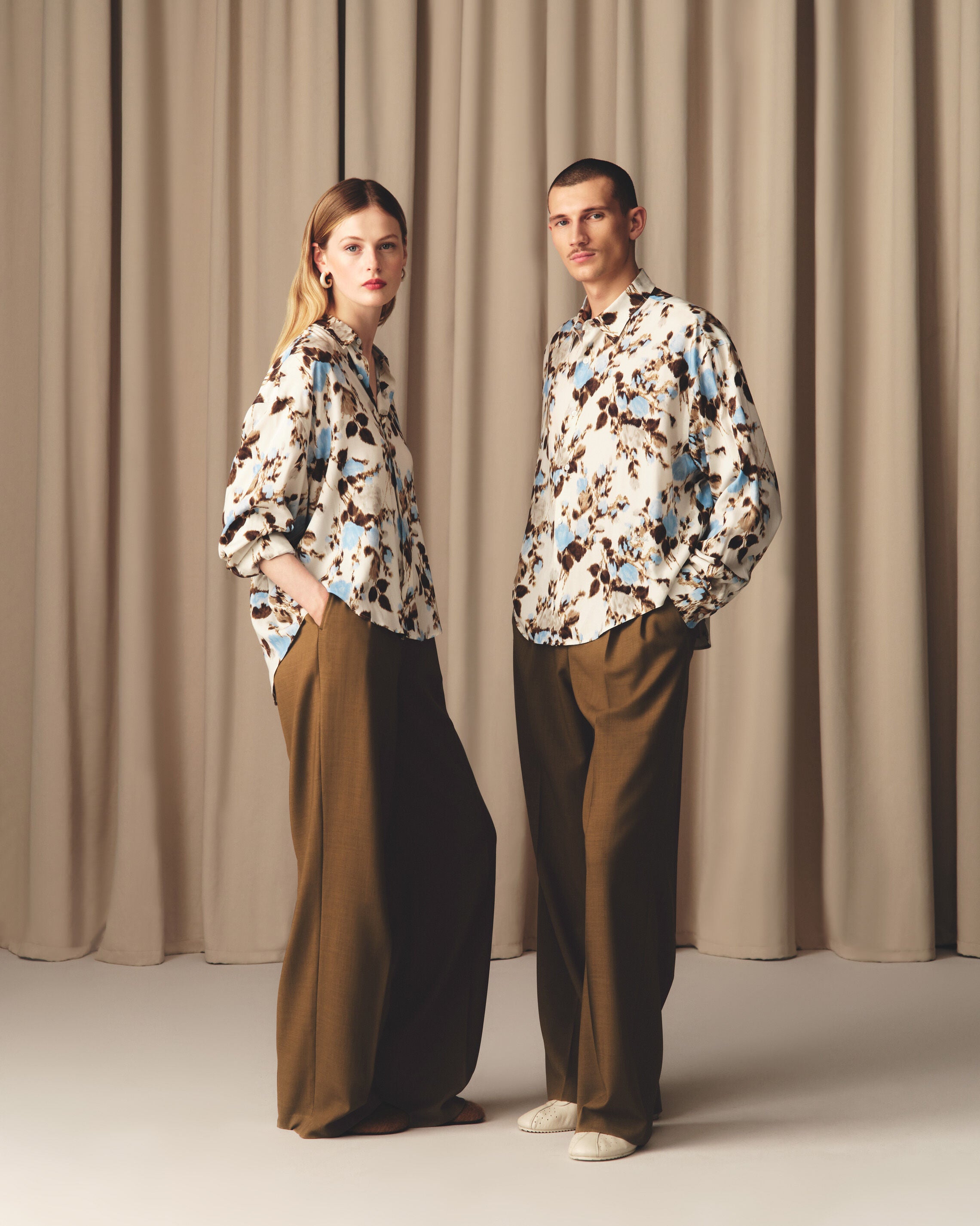 ブルー フラワープリント ボクシー シャツ スカイ/アイボリー | AMI PARIS