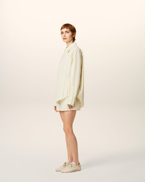 Beige Cotton  Boxy Fit Striped Shirt - 12 - Ami Paris