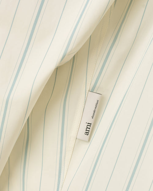 Beige Cotton  Boxy Fit Striped Shirt - 10 - Ami Paris