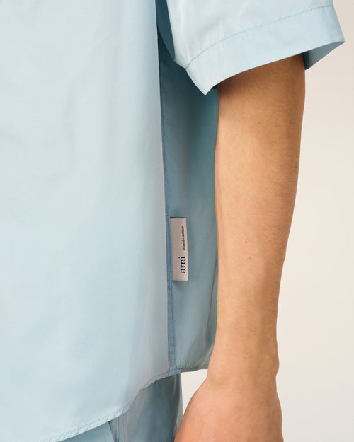 Blue Taffetas Short Sleeved Boxy Shirt - 4 - Ami Paris