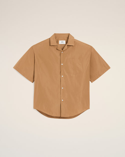 Brown Taffetass Short Sleeved Boxy Shirt - 2 - Ami Paris