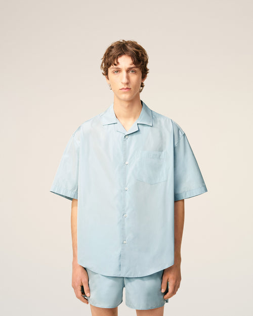 Blue Taffetas Short Sleeved Boxy Shirt - 3 - Ami Paris