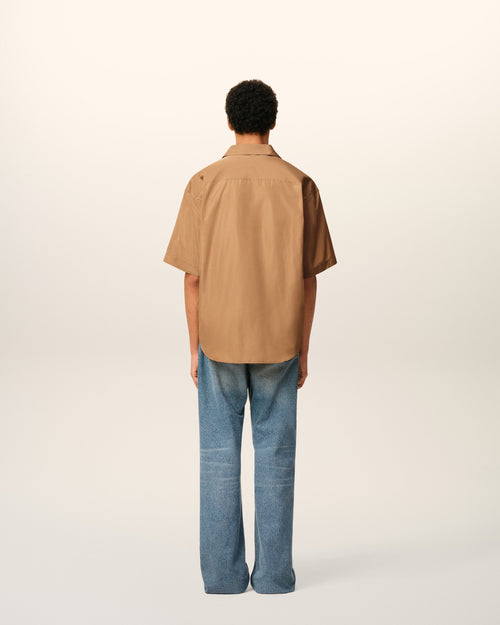 Brown Taffetass Short Sleeved Boxy Shirt - 5 - Ami Paris