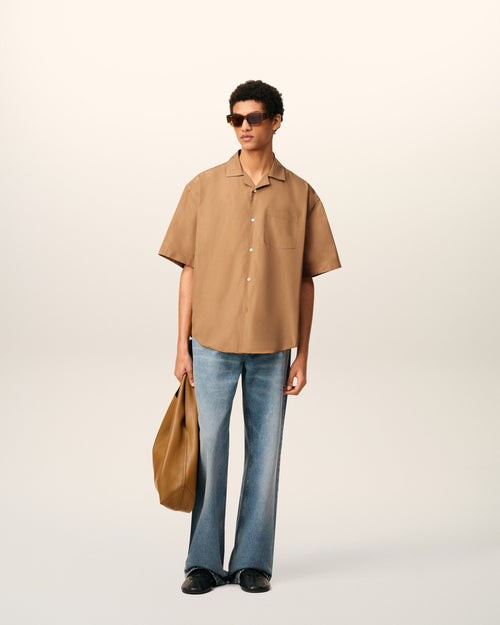 Brown Taffetass Short Sleeved Boxy Shirt - 1 - Ami Paris