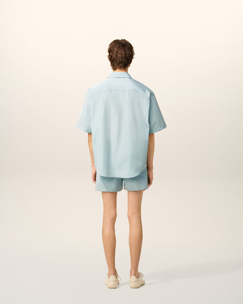 Blue Taffetas Short Sleeved Boxy Shirt - 5 - Ami Paris
