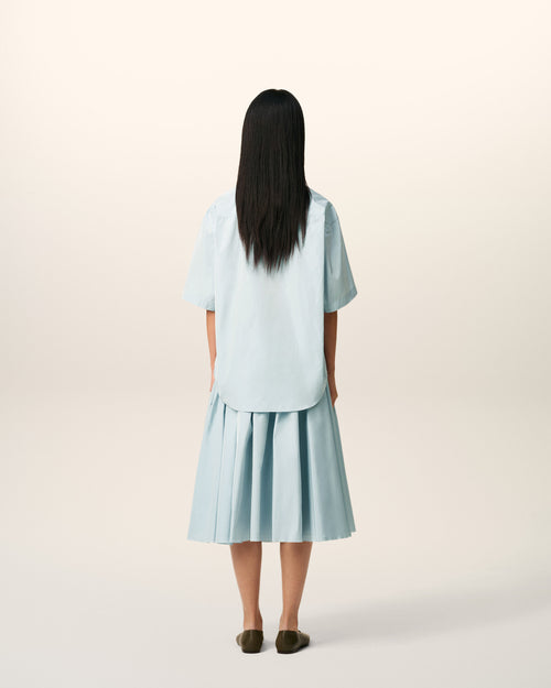 Blue Taffetas Short Sleeved Boxy Shirt - 11 - Ami Paris