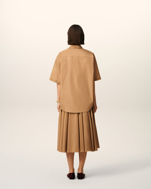 Brown Taffetass Short Sleeved Boxy Shirt - 11 - Ami Paris