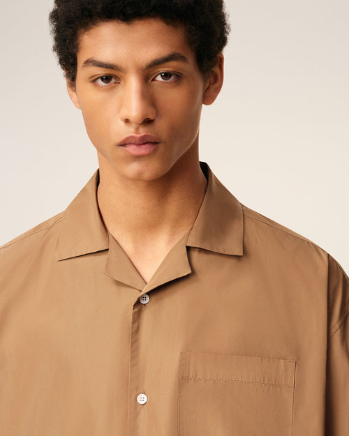 Brown Taffetass Short Sleeved Boxy Shirt - 4 - Ami Paris