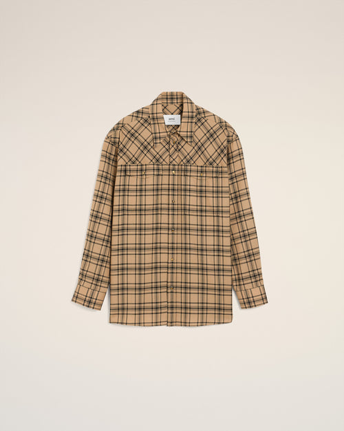 Brown Wool Checked Lumberjack Shirt  - 1 - Ami Paris