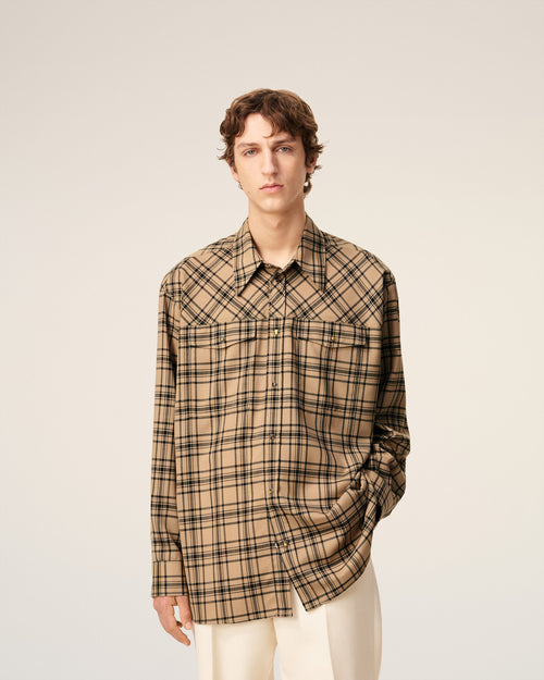 Brown Wool Checked Lumberjack Shirt  - 3 - Ami Paris