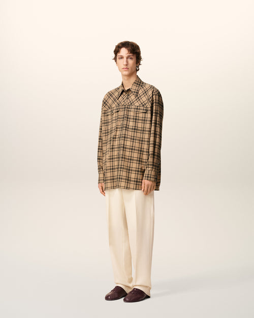 Brown Wool Checked Lumberjack Shirt  - 6 - Ami Paris