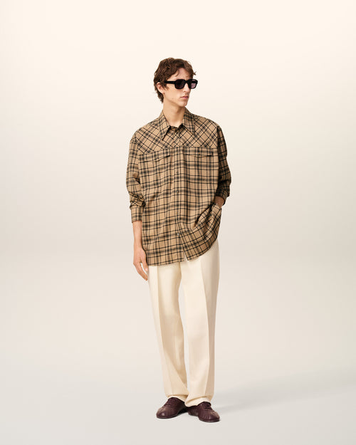Brown Wool Checked Lumberjack Shirt  - 2 - Ami Paris