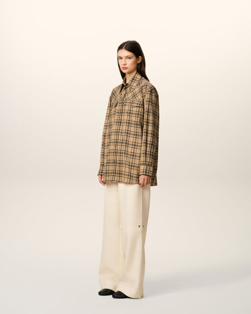 Brown Wool Checked Lumberjack Shirt  - 12 - Ami Paris