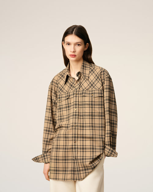Brown Wool Checked Lumberjack Shirt  - 9 - Ami Paris