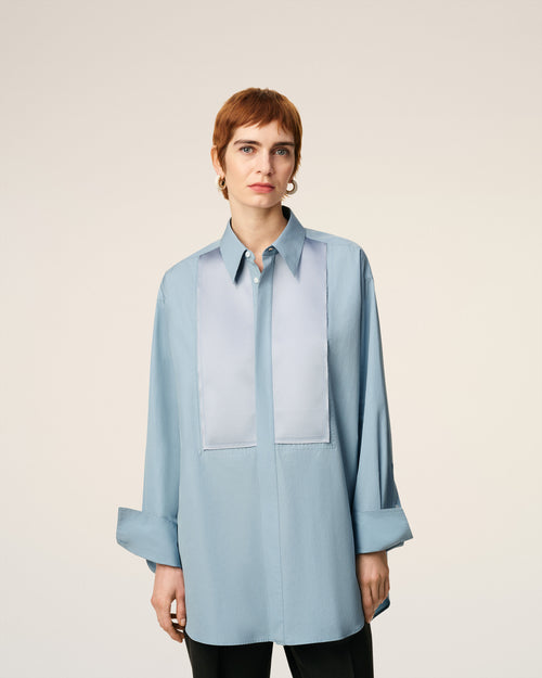 Blue Cotton Oversized Shirt  - 9 - Ami Paris