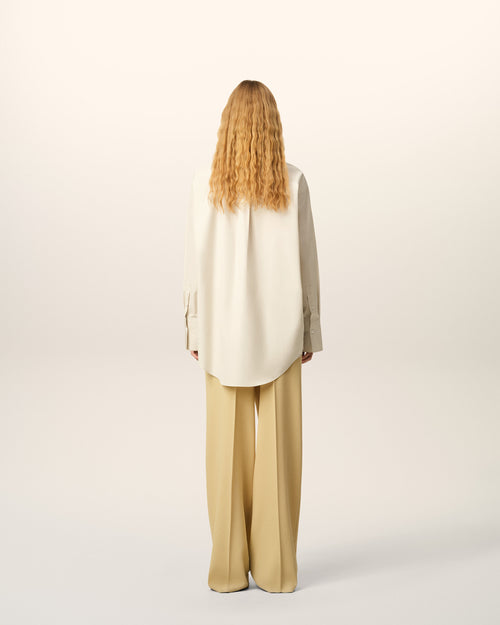 White Cotton Raw Edged Stitching Oversized Shirt - 11 - Ami Paris