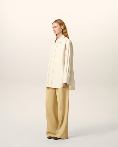 White Cotton Raw Edged Stitching Oversized Shirt - 12 - Ami Paris