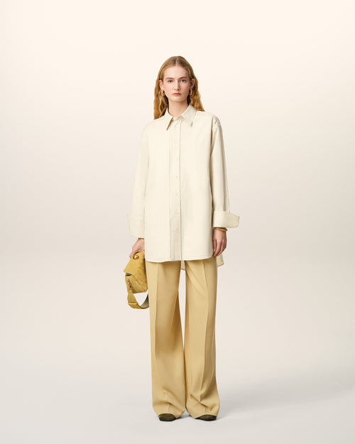                            White Cotton Raw Edged Stitching Oversized Shirt - 3                         - Ami Paris