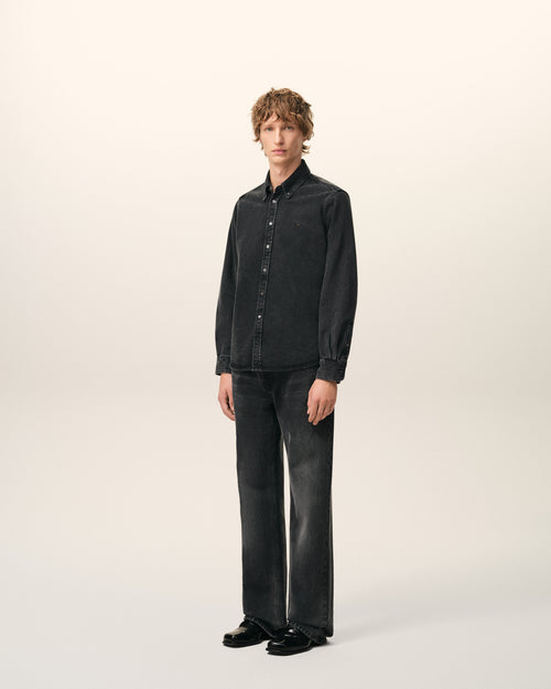 Black Denim Cotton Ami De Coeur Shirt - Man - 5 - AMI Paris - Ami Paris