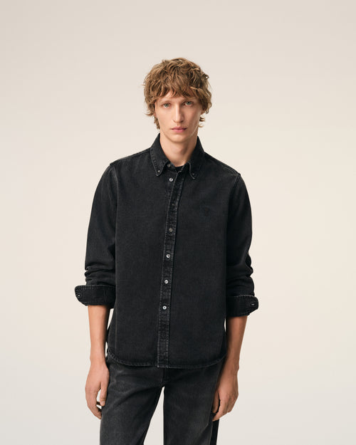 Black Denim Cotton Ami De Coeur Shirt - 1 - Ami Paris