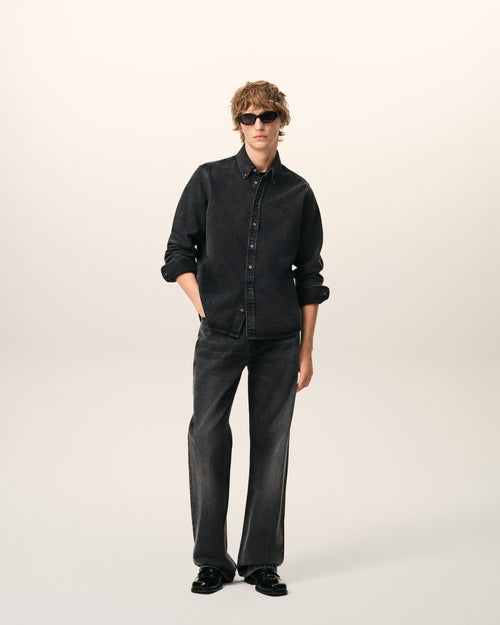 Black Denim Cotton Ami De Coeur Shirt - 2 - Ami Paris