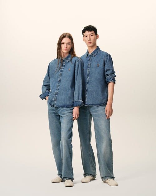 Blue Denim Cotton Ami De Coeur Shirt - 13 - Ami Paris