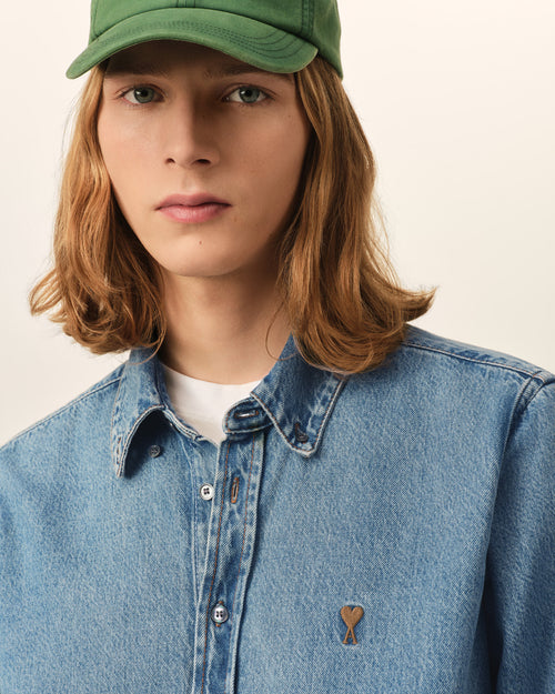 Blue Denim shirt with Ami De Coeur - Man - 4 - AMI Paris - Ami Paris