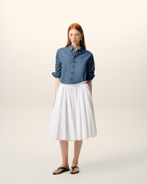                                 Blue Denim Cotton Ami De Coeur Shirt - 3                             - Ami Paris