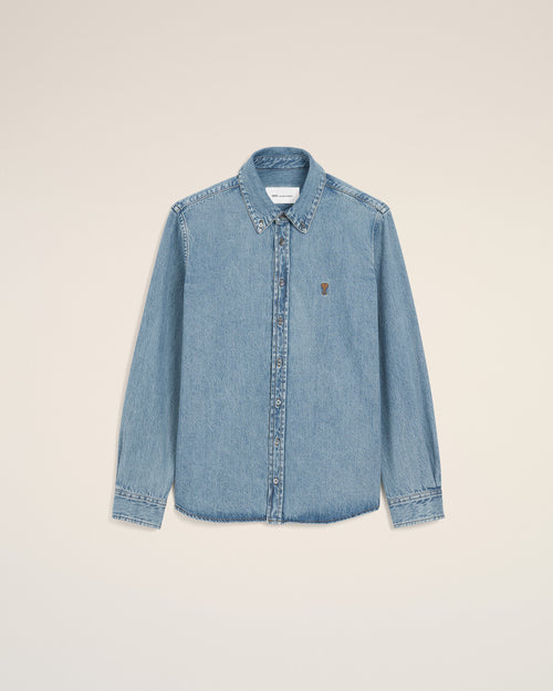                                     Blue Denim shirt with Ami De Coeur - 3                                 - Ami Paris