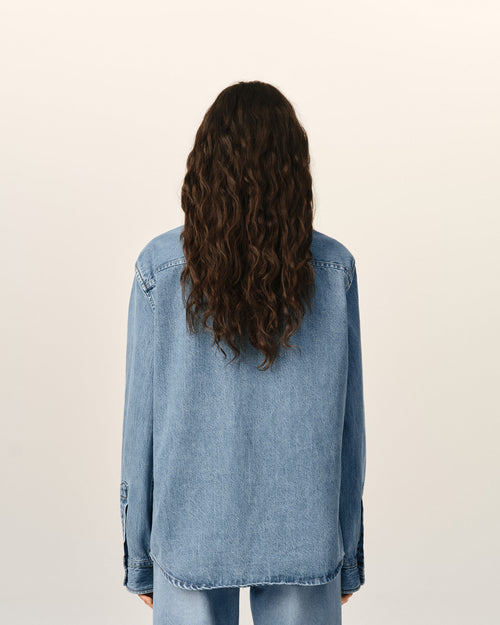 Blue Denim shirt with Ami De Coeur - Woman - 12 - AMI Paris - Ami Paris