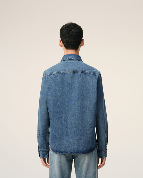 Blue Denim Cotton Ami De Coeur Shirt - Man - 5 - AMI Paris - Ami Paris