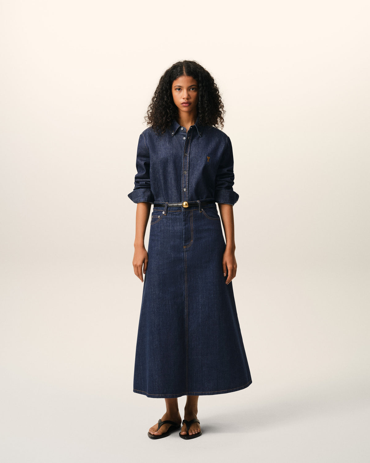 Blue Denim Cotton Ami De Coeur Shirt - 8