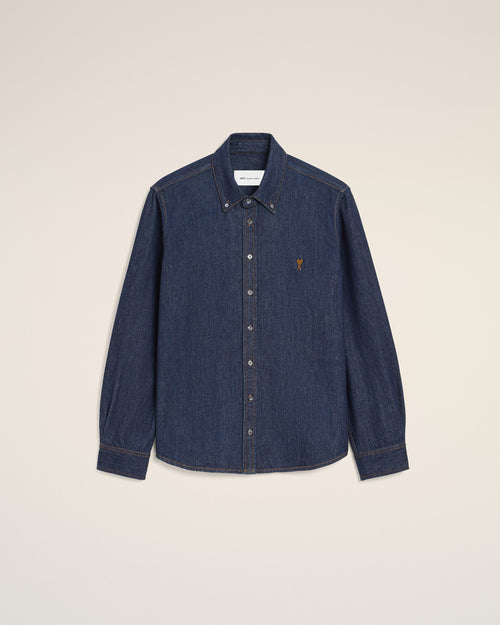 Camisa Ami de Cœur de algodón denim azul - 1 - Ami Paris