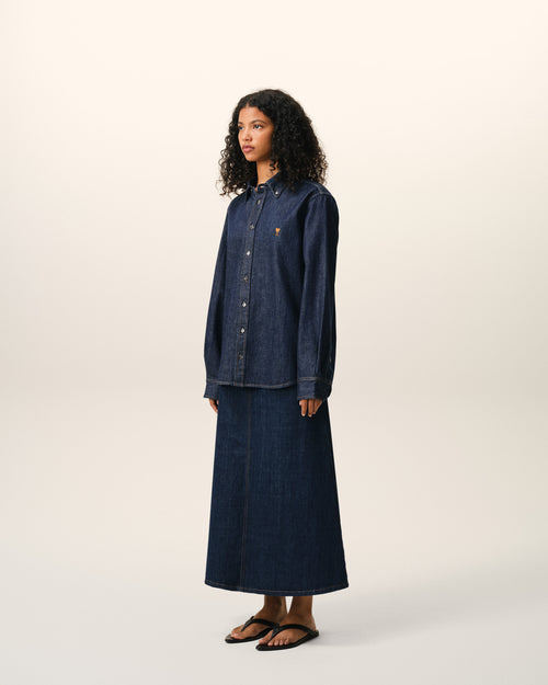 Blue Denim Cotton Ami De Coeur Shirt - 12 - Ami Paris