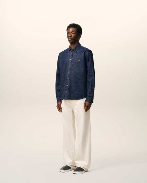 Blue Denim Cotton Ami De Coeur Shirt - 5 - Ami Paris
