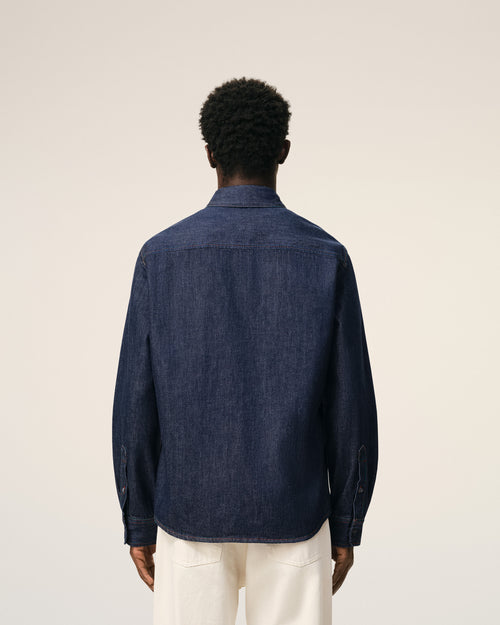 Blue Denim Cotton Ami De Coeur Shirt - 5 - Ami Paris