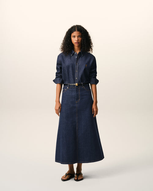                                     Camisa Ami de Cœur de algodón denim azul - 3                                 - Ami Paris