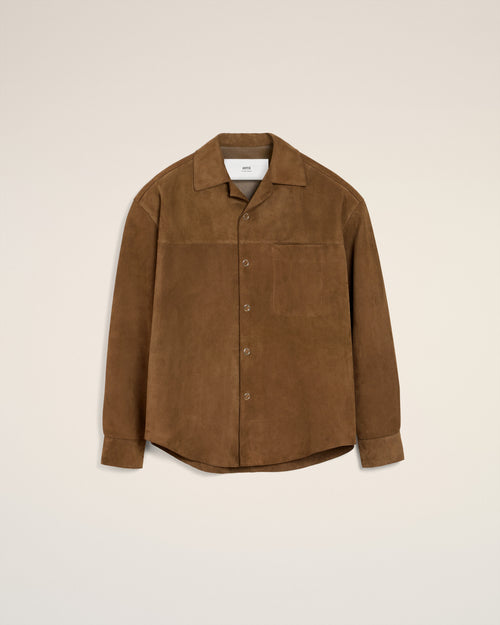 Brown Leather Overshirt - 2 - Ami Paris