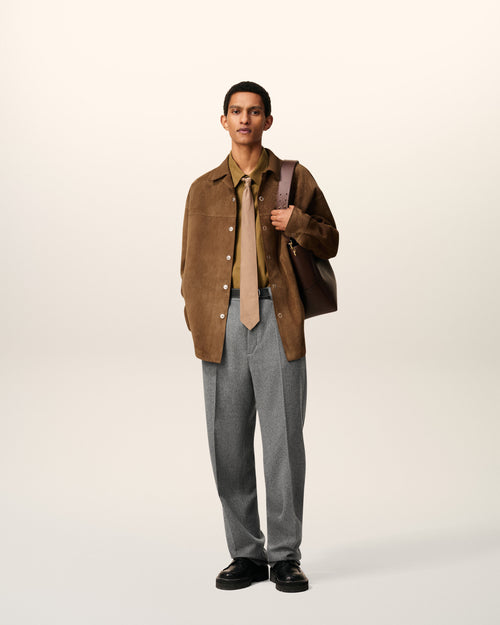 Giacca-camicia in pelle marrone - 1 - Ami Paris