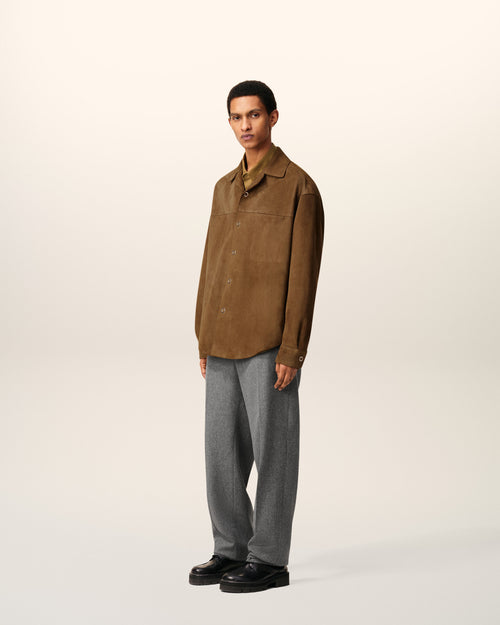 Überhemd aus braunem Leder - Herren - 6 - AMI Paris - Ami Paris
