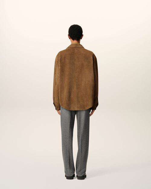 Brown Leather Overshirt - 5 - Ami Paris