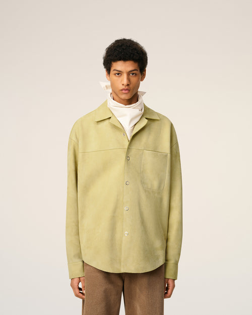 Green Leather Overshirt - 1 - Ami Paris