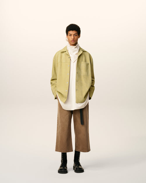 Green Leather Overshirt - 1 - Ami Paris