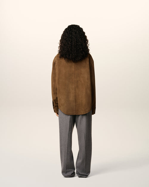 Brown Leather Overshirt - 11 - Ami Paris