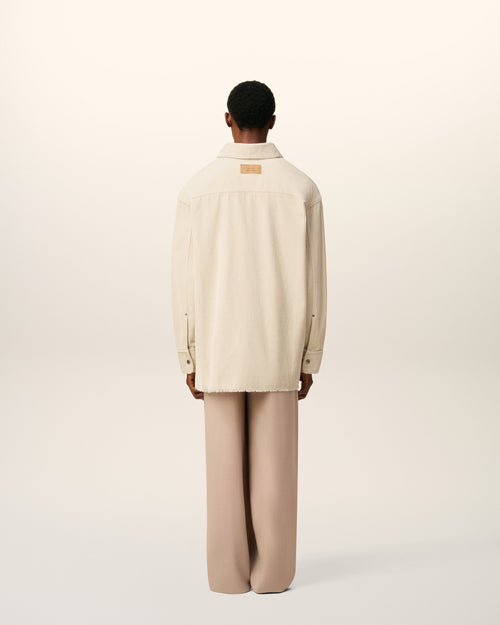 White Cotton Corduroy Side Slit Overshirt - 5 - Ami Paris