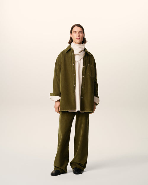 Green Cotton Corduroy Side Slit Overshirt - 1 - Ami Paris