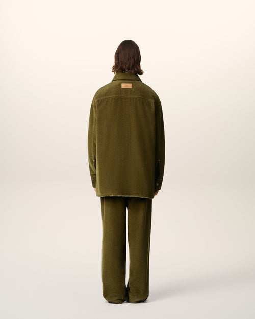 Green Cotton Corduroy Side Slit Overshirt - 5 - Ami Paris