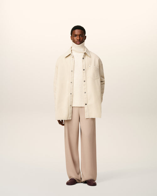 White Cotton Corduroy Side Slit Overshirt - 2 - Ami Paris