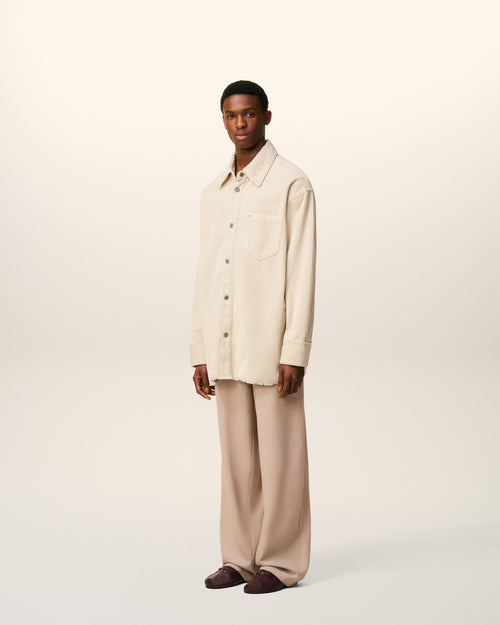 White Cotton Corduroy Side Slit Overshirt - 6 - Ami Paris