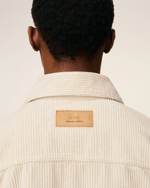 White Cotton Corduroy Side Slit Overshirt - 4 - Ami Paris